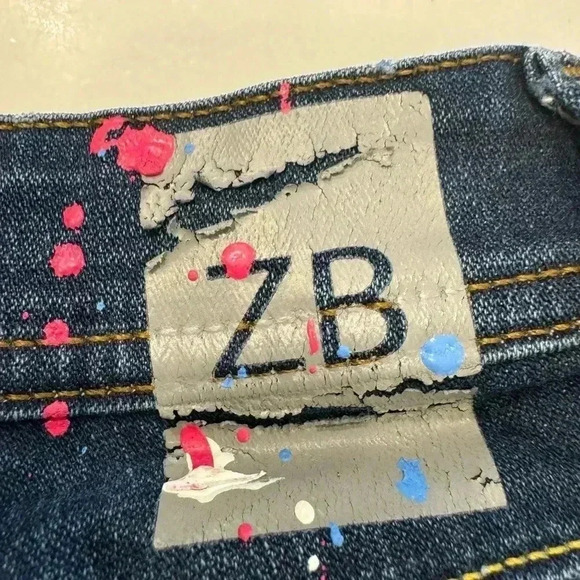 Zara paint splatter dark wash skinny jeans. Girls size 24 perfect condition. - Picture 13 of 13